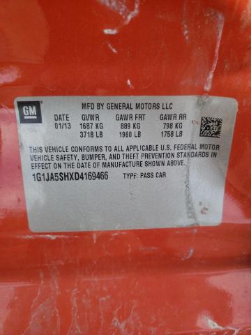 1G1JA5SHXD4169466 - 2013 CHEVROLET SONIC LS ORANGE photo 12