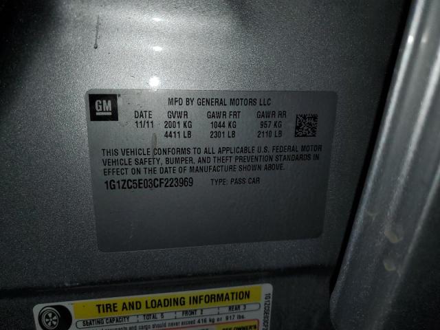 1G1ZC5E03CF223969 - 2012 CHEVROLET MALIBU 1LT 银色 照片 12