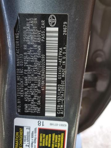 4T1BK1EB4DU032690 - 2013 TOYOTA AVALON BASE 灰色 照片 12