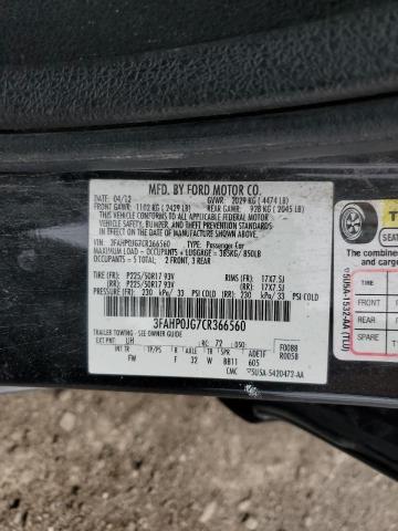 3FAHP0JG7CR366560 - 2012 FORD FUSION SEL GRAY photo 12