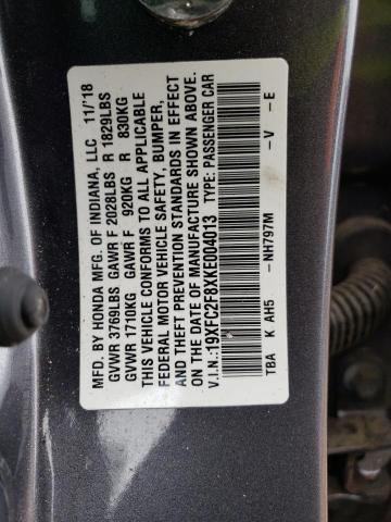 19XFC2F8XKE004013 - 2019 HONDA CIVIC SPORT 灰色 照片 12