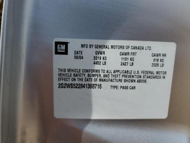 2G2WS522841368716 - 2004 PONTIAC GRAND PRIX GT2 ვერცხლისფერი ფოტო 12