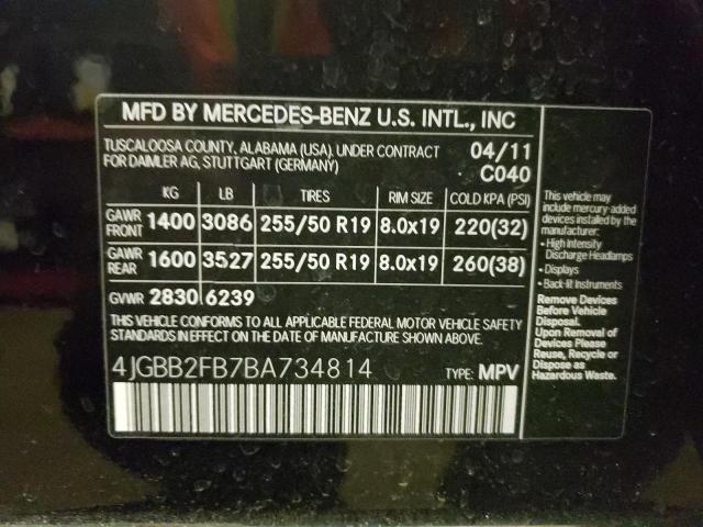 4JGBB2FB7BA734814 - 2011 MERCEDES-BENZ ML 350 BLUETEC BLACK photo 13