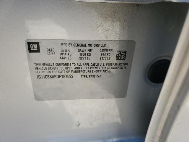 1G11C5SA5DF187522 - 2013 CHEVROLET MALIBU 1LT SILVER photo 12
