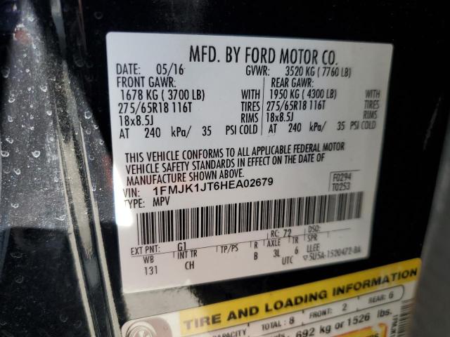 1FMJK1JT6HEA02679 - 2017 FORD EXPEDITION EL XLT BLACK photo 14