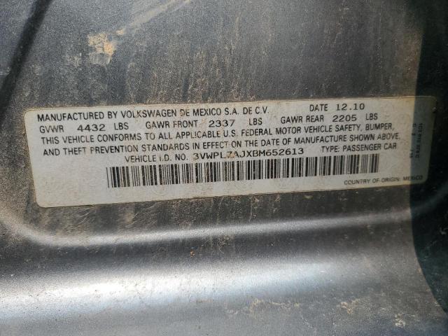 3VWPL7AJXBM652613 - 2011 VOLKSWAGEN JETTA TDI GRAY photo 12