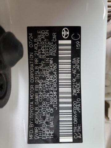 JTDBCMFEXR3064780 - 2024 TOYOTA COROLLA LE Blanc photo 12