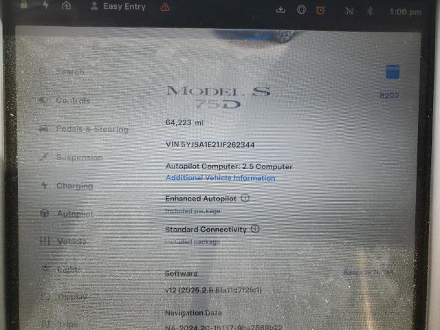 5YJSA1E21JF262344 - 2018 TESLA MODEL S BLUE photo 9