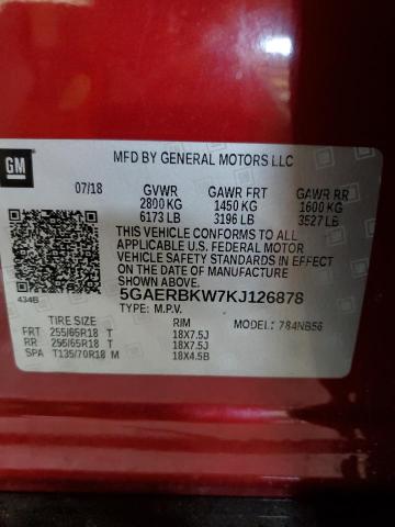 5GAERBKW7KJ126878 - 2019 BUICK ENCLAVE ESSENCE 栗色 照片 13