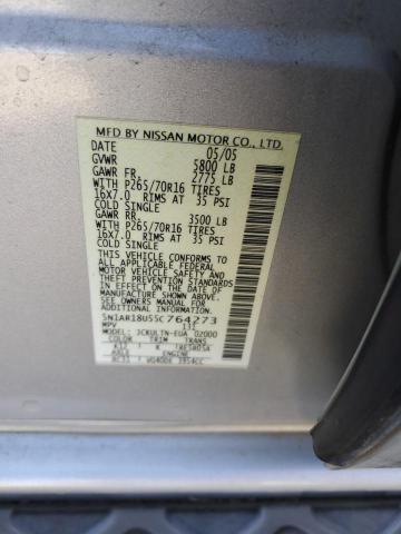 5N1AR18U55C764273 - 2005 NISSAN PATHFINDER LE 银色 照片 13
