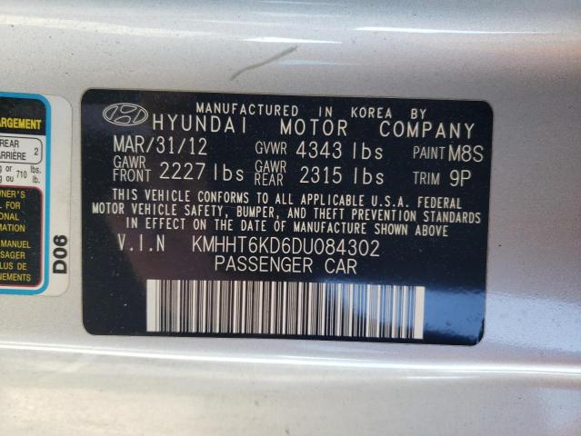 KMHHT6KD6DU084302 - 2013 HYUNDAI GENESIS CO 2.0T SILVER photo 12