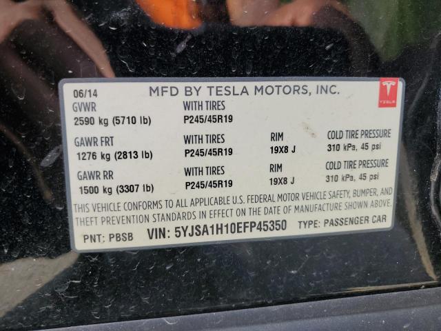 5YJSA1H10EFP45350 - 2014 TESLA MODEL S შავი ფოტო 13