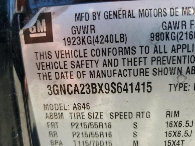 3GNCA23BX9S641415 - 2009 CHEVROLET HHR LT BLACK photo 13