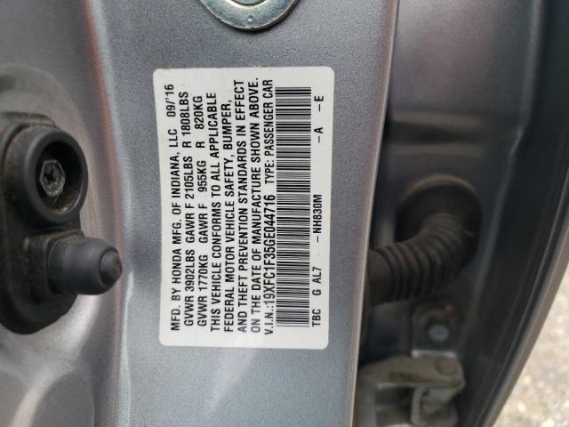 19XFC1F35GE044716 - 2016 HONDA CIVIC EX SILVER photo 13