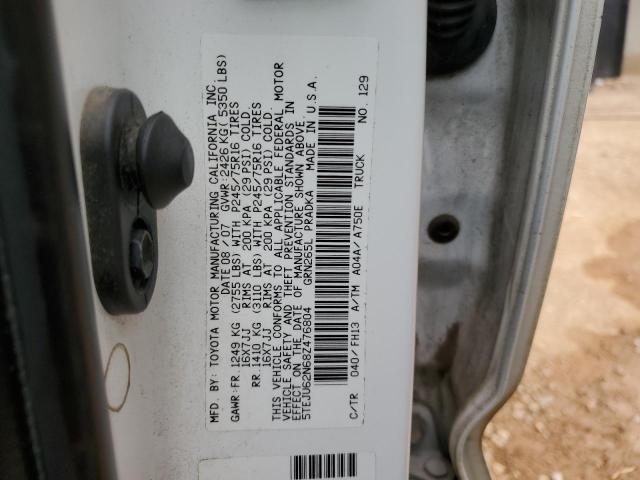 5TEJU62N68Z476804 - 2008 TOYOTA TACOMA DOUBLE CAB PRERUNNER WHITE photo 13