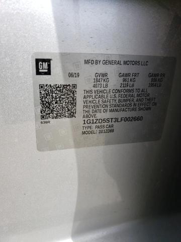 1G1ZD5ST3LF002660 - 2020 CHEVROLET MALIBU LT SILVER photo 12