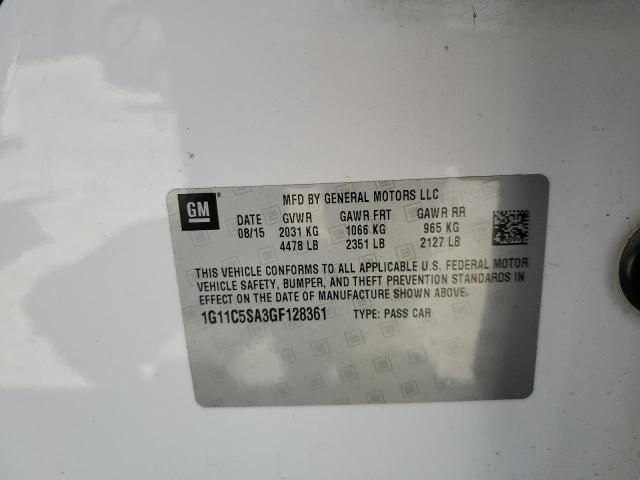 1G11C5SA3GF128361 - 2016 CHEVROLET MALIBU LIM LT 白色 照片 12