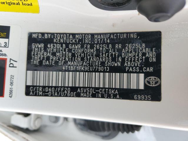 4T1BF1FK9EU779013 - 2014 TOYOTA CAMRY L WHITE photo 13