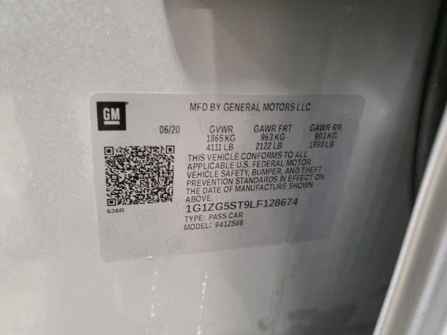 1G1ZG5ST9LF128674 - 2020 CHEVROLET MALIBU RS 银色 照片 12