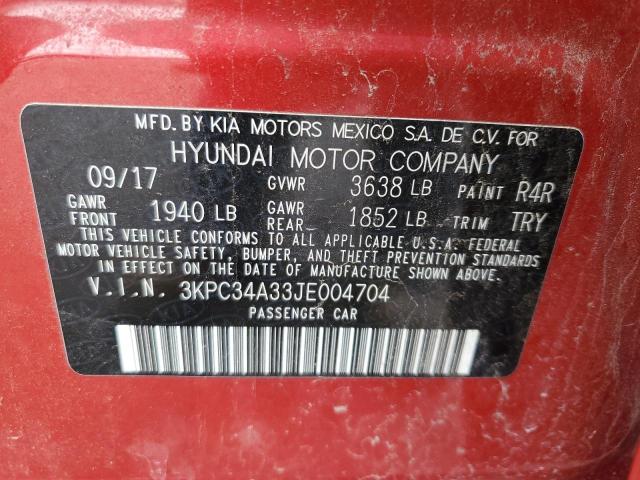 3KPC34A33JE004704 - 2018 HYUNDAI ACCENT LIMITED RED photo 12