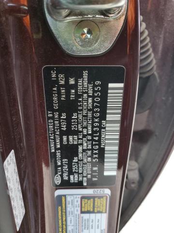 5XXGT4L39KG370559 - 2019 KIA OPTIMA LX ბურგუნდია ფოტო 12