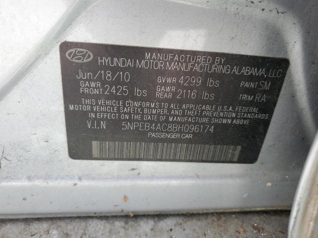 5NPEB4AC8BH096174 - 2011 HYUNDAI SONATA GLS SILVER photo 13