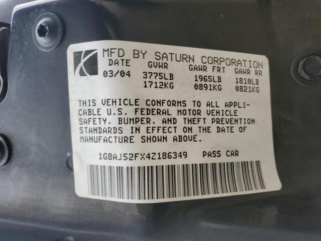 1G8AJ52FX4Z186349 - 2004 SATURN ION LEVEL 2 GRAY photo 12