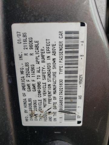 19UUA66217A021830 - 2007 ACURA TL GRAY photo 12