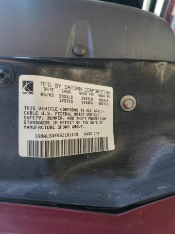 1G8AL54F85Z181143 - 2005 SATURN ION LEVEL 3 BURGUNDY photo 12