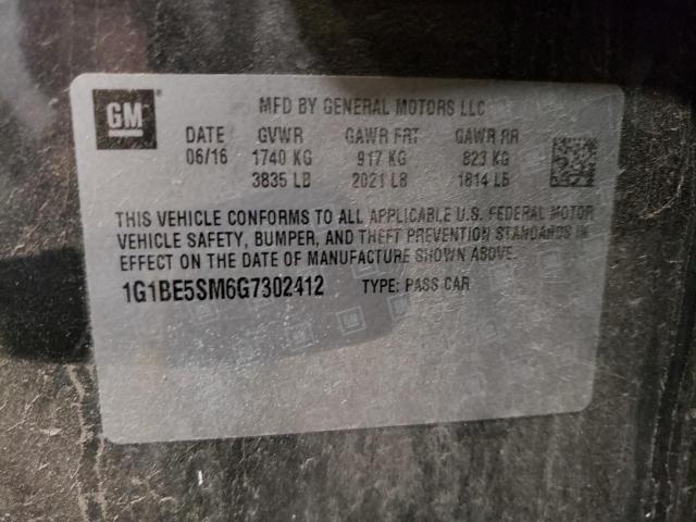 1G1BE5SM6G7302412 - 2016 CHEVROLET CRUZE LT GRAY photo 12