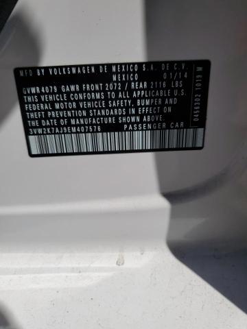 3VW2K7AJ9EM407576 - 2014 VOLKSWAGEN JETTA BASE WHITE photo 12