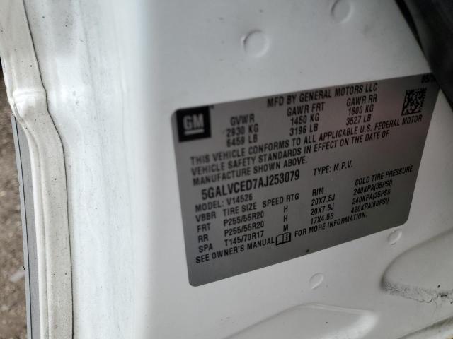 5GALVCED7AJ253079 - 2010 BUICK ENCLAVE CXL თეთრი ფოტო 13