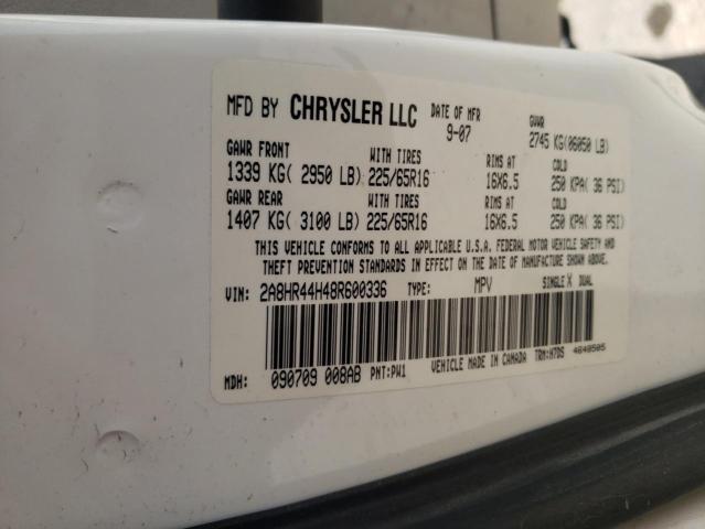 2A8HR44H48R600336 - 2008 CHRYSLER TOWN & COU LX WHITE photo 13