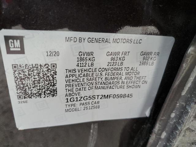 1G1ZG5ST2MF059845 - 2021 CHEVROLET MALIBU RS MAROON photo 12