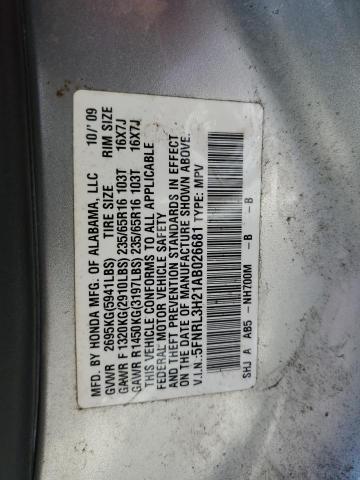 5FNRL3H21AB026681 - 2010 HONDA ODYSSEY LX SILVER photo 13