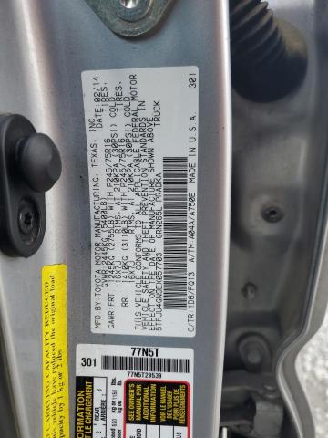 5TFJU4GN9EX057703 - 2014 TOYOTA TACOMA DOUBLE CAB PRERUNNER SILVER photo 12