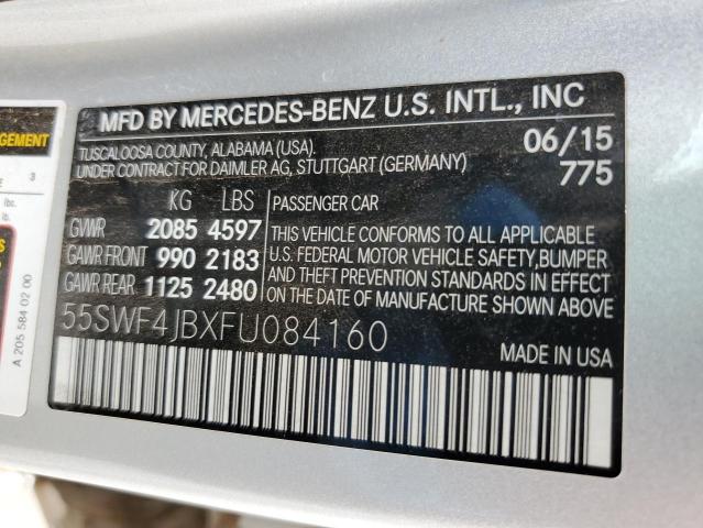 55SWF4JBXFU084160 - 2015 MERCEDES-BENZ C 300 SILVER photo 12