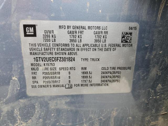 1GTV2UEC6FZ301824 - 2015 GMC SIERRA K1500 SLE BLUE photo 13