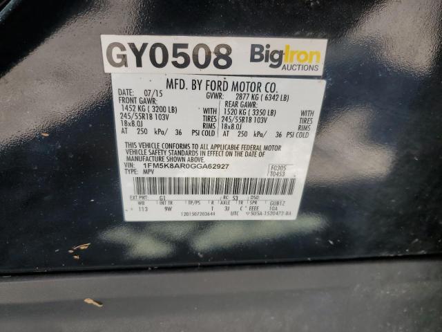 1FM5K8AR0GGA62927 - 2016 FORD EXPLORER POLICE INTERCEPTOR Սև լուսանկար 13