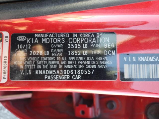 KNADM5A39D6180557 - 2013 KIA RIO LX RED photo 12