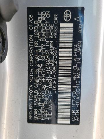 JTKDE167980270927 - 2008 TOYOTA SCION TC 银色 照片 12