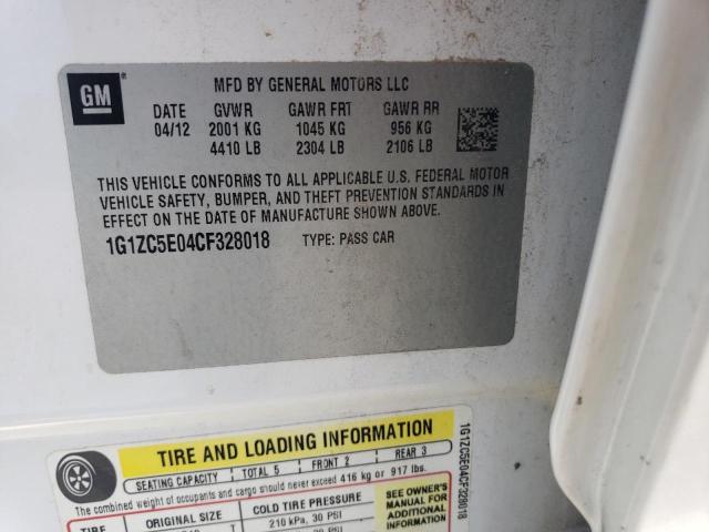 1G1ZC5E04CF328018 - 2012 CHEVROLET MALIBU 1LT WHITE photo 13