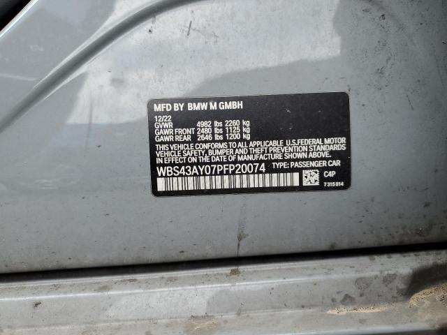 WBS43AY07PFP20074 - 2023 BMW M3 COMPETITION GRAY photo 13