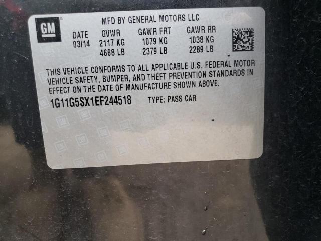 1G11G5SX1EF244518 - 2014 CHEVROLET MALIBU 3LT შავი ფოტო 12