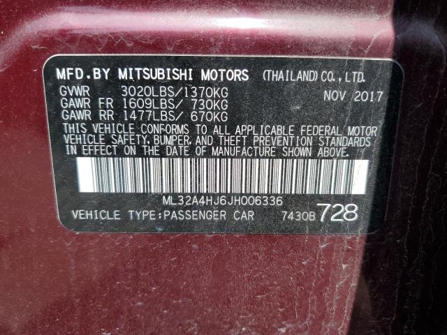 ML32A4HJ6JH006336 - 2018 MITSUBISHI MIRAGE SE BURGUNDY photo 12