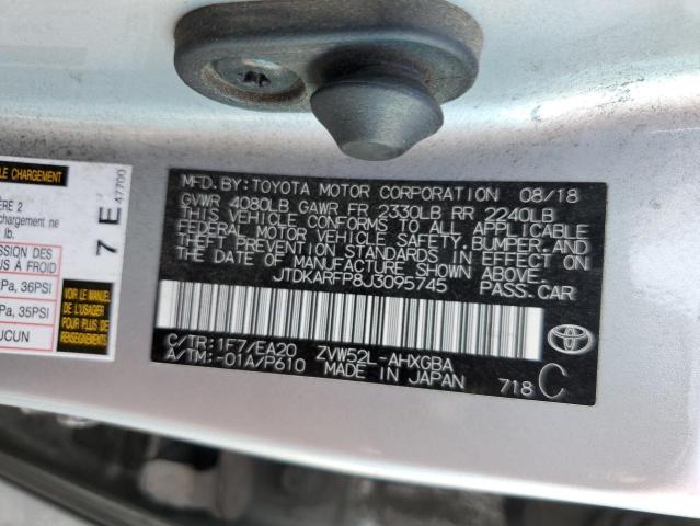 JTDKARFP8J3095745 - 2018 TOYOTA PRIUS PRIM 银色 照片 13