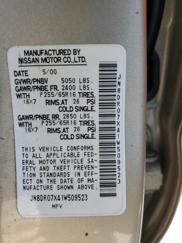 JN8DR07X41W509523 - 2001 NISSAN PATHFINDER LE GOLD photo 13