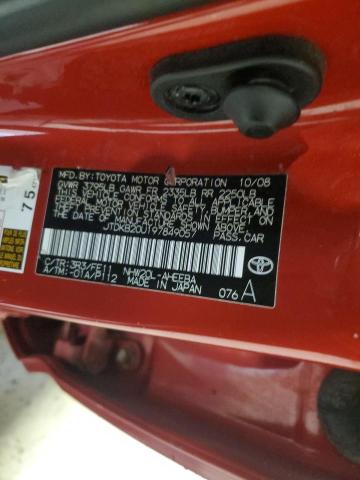 JTDKB20U197849057 - 2009 TOYOTA PRIUS RED photo 12