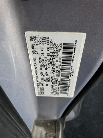 5TBRN3419YS118630 - 2000 TOYOTA TUNDRA ACCESS CAB SR5 GRAY photo 12