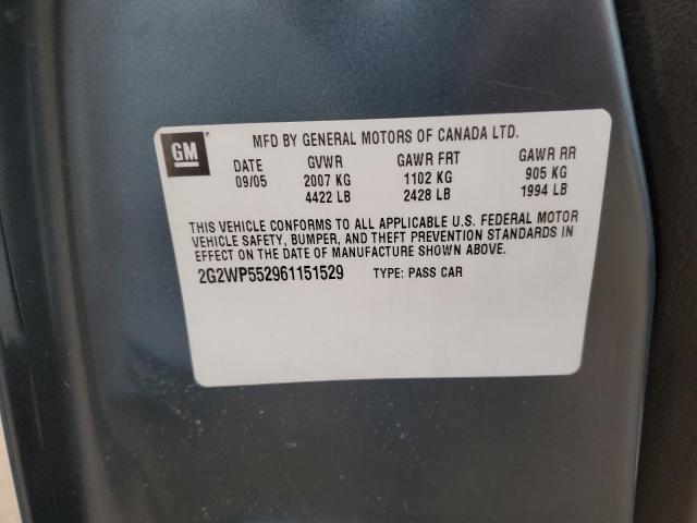 2G2WP552961151529 - 2006 PONTIAC GRAND PRIX 蓝色 照片 12